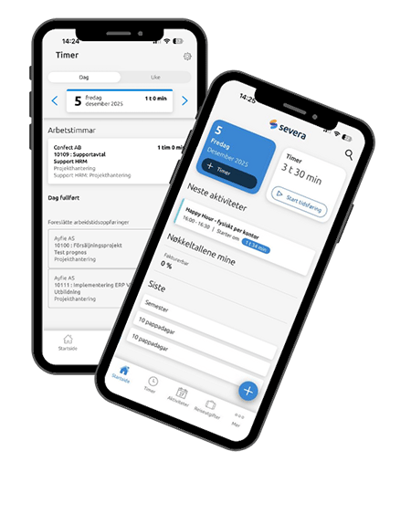 tid- og utgiftshåndtering i Visma Severa med mobiltelefon
